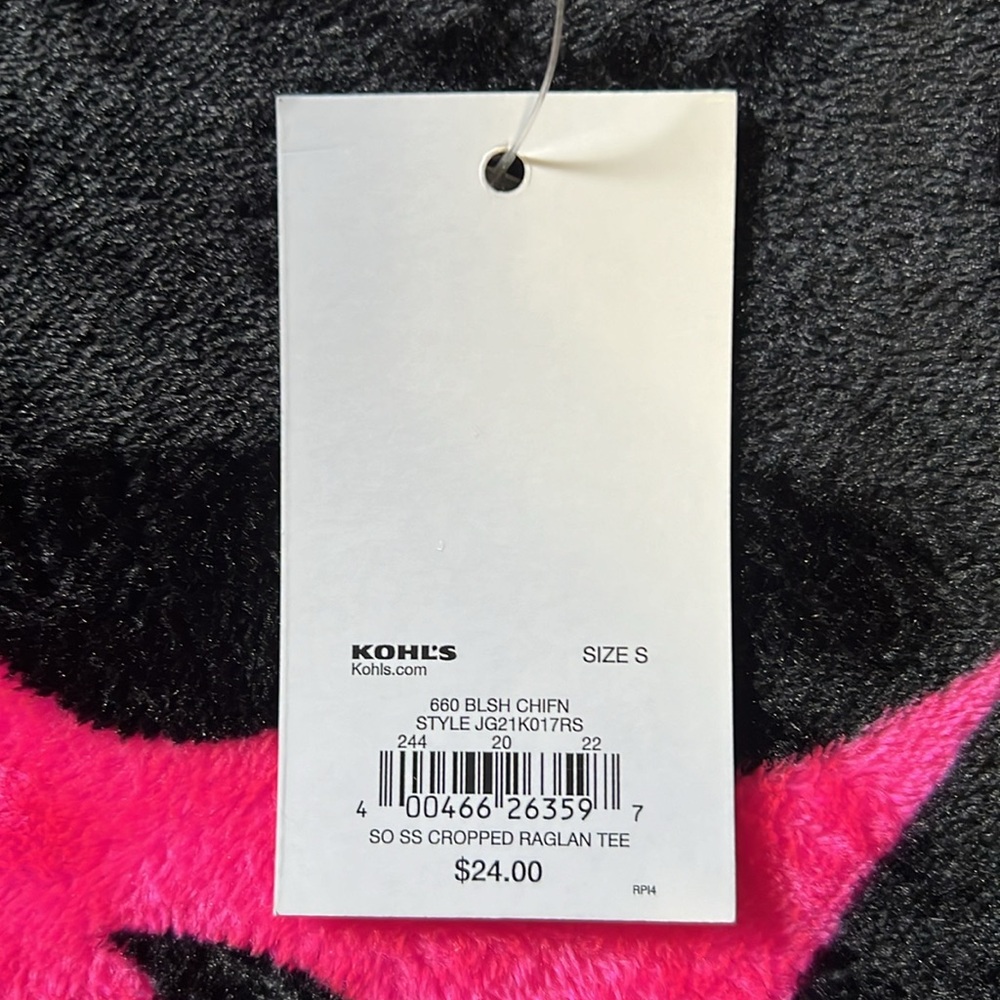 SO - Cropped Raglan Baseball-style Tee (Small) Baby Pink & Heather Grey (NWT) - Picture 5 of 5